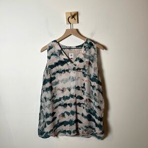 Cabi Women's Gelato Watercolor Tunic Sleeveless Layered Chiffon V-Neck Blouse S